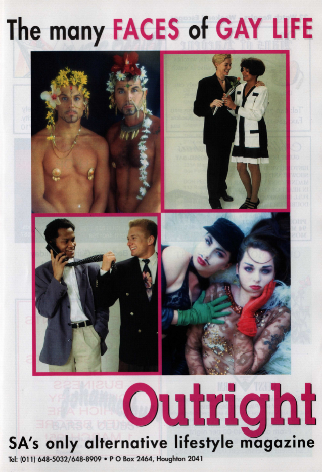 From The Family Business Directory, South Africa's First Gay Telephone Directory (1995), from Gay and Lesbian Memory in Action, South Africa