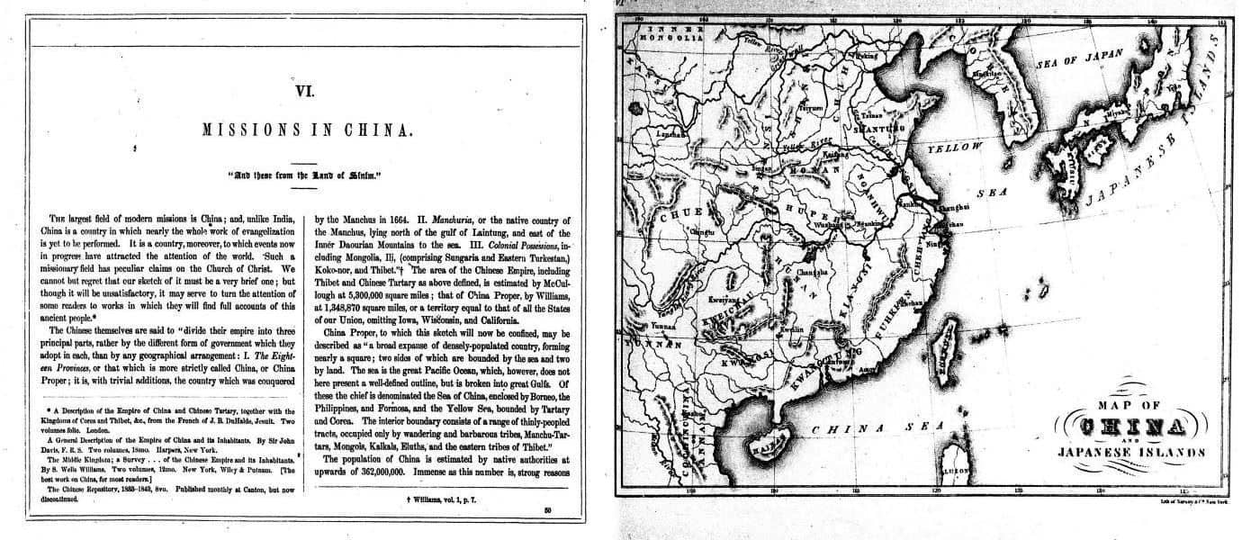 Lowrie, John Cameron. A Manual Of Missions; Sketches Of The Foreign Missions Of The Presbyterian Church: With Maps, Showing The Stations, And Statistics Of Protestant Missions Among Unevangelized Nations. Anson D. F. Randolph, 1854. Archives Unbound, link.gale.com/apps/doc/SC5100560118/GDSC?u=asiademo&sid=bookmark-GDSC&xid=e0e9944a&pg=56.!''