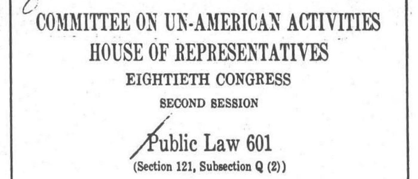 House Un-American Activities Committee, Feb 24, 1952 - Apr 29, 1952. February 24, 1952 - April 29, 1952. MS FBI File: House Committee on Un-American Activities. Federal Bureau of Investigation Library. Archives Unbound, link.gale.com/apps/doc/SC5113279175/GDSC?u=asiademo&sid=bookmark-GDSC&xid=65bf639f&pg=47.!''