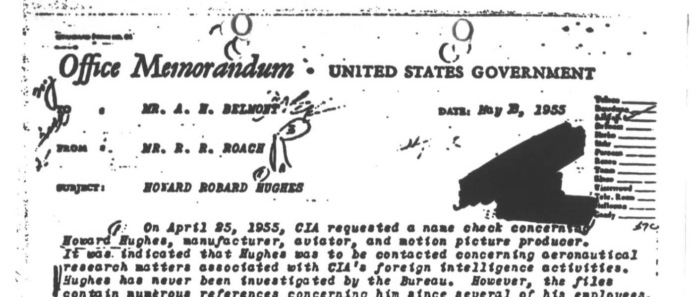 FBI File: 62-99801. August 1947 - December 1977. MS FBI File: Howard Hughes. Federal Bureau of Investigation Library. Archives Unbound, link.gale.com/apps/doc/SC5113883286/GDSC?u=asiademo&sid=bookmark-GDSC&xid=5cfa7824&pg=45.