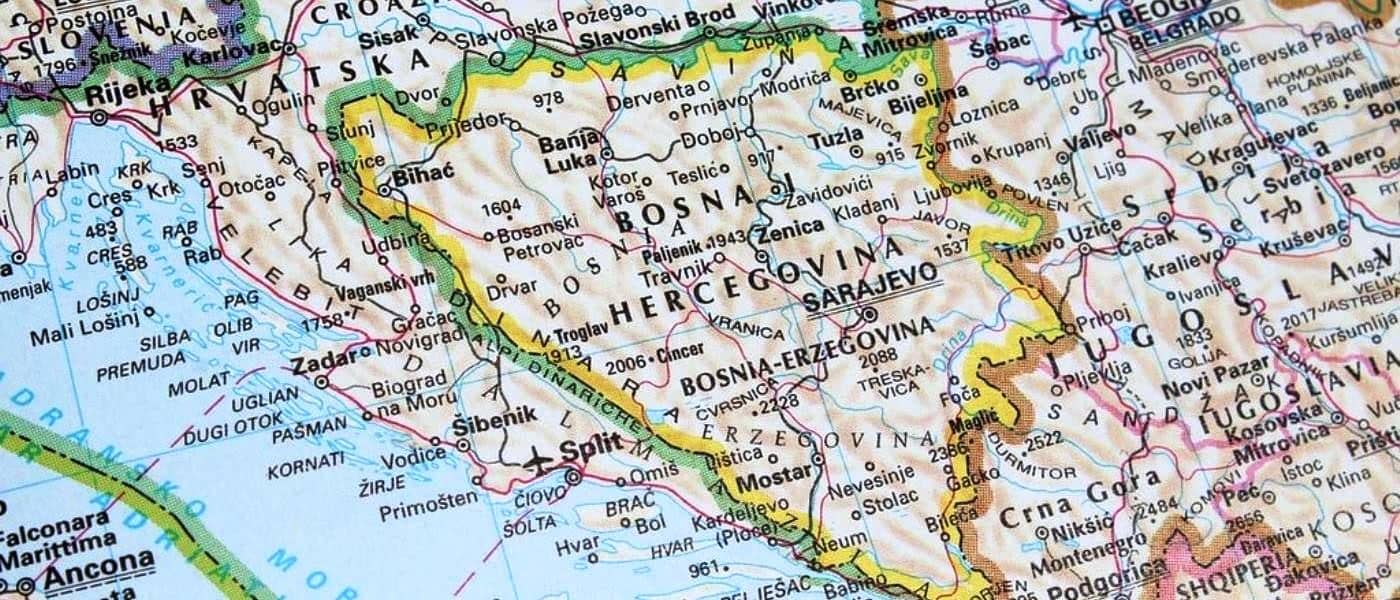 A map showing the location of Bosnia and Herzegovina, sferrario1968/pixabay.com!''