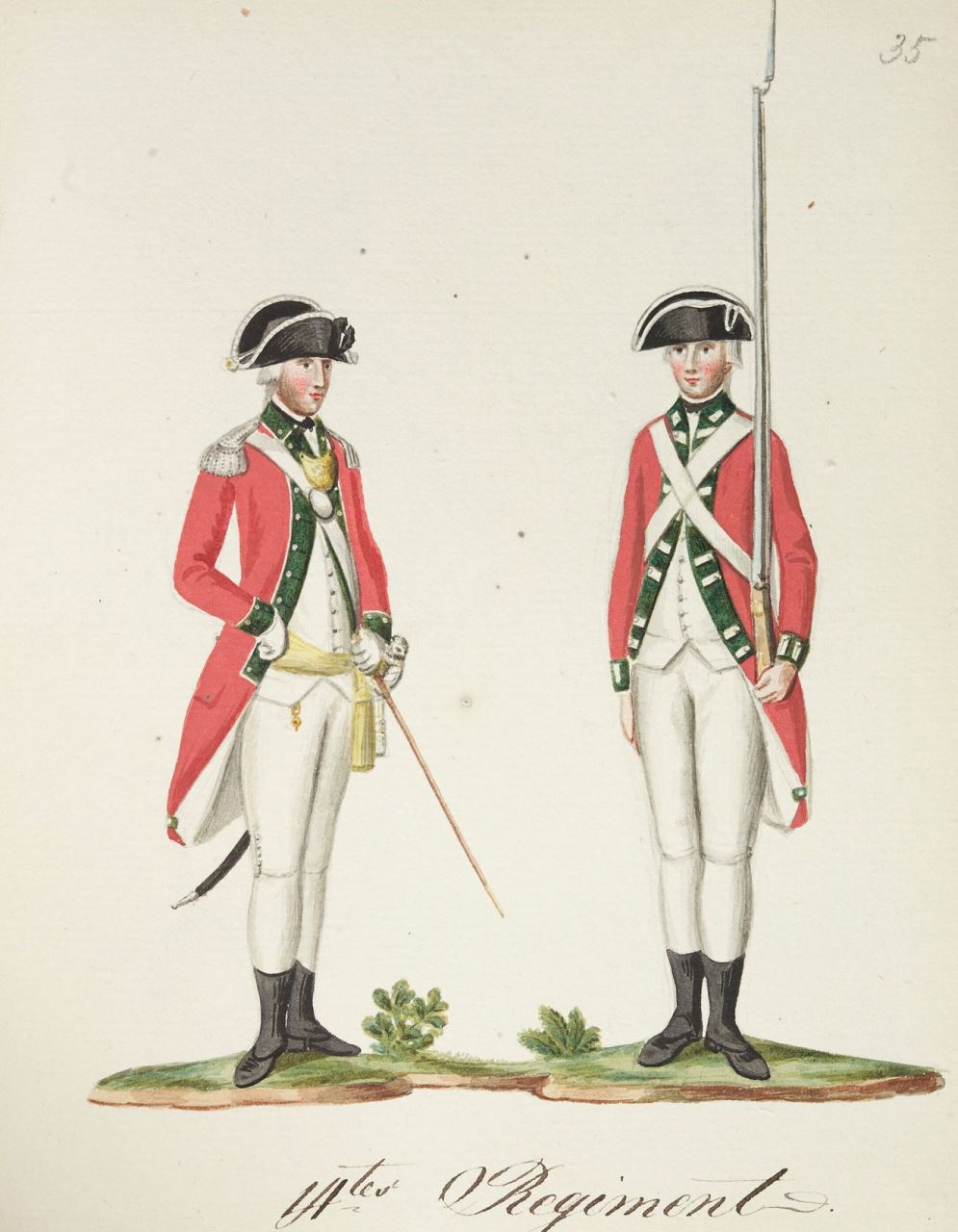 Uniformen der Sämtlichen Königlichen Grossbritannischen Und Churfürstlichen Braunschweig-Lüneburgschen Deutschen Trouppen, 1790': A Series of Coloured Drawings by H- B- Merker, Ensign of Artillery. Paper; ff. 49. 7 5/8 In.x 6 In. A.D. 1790. 1790. MS King's Manuscripts Kings MS 243. British Library. Archives Unbound, link.gale.com/apps/doc/AKMWFD589048900/GDSC?u=asiademo&sid=bookmark-GDSC&xid=b808ca7c&pg=75.